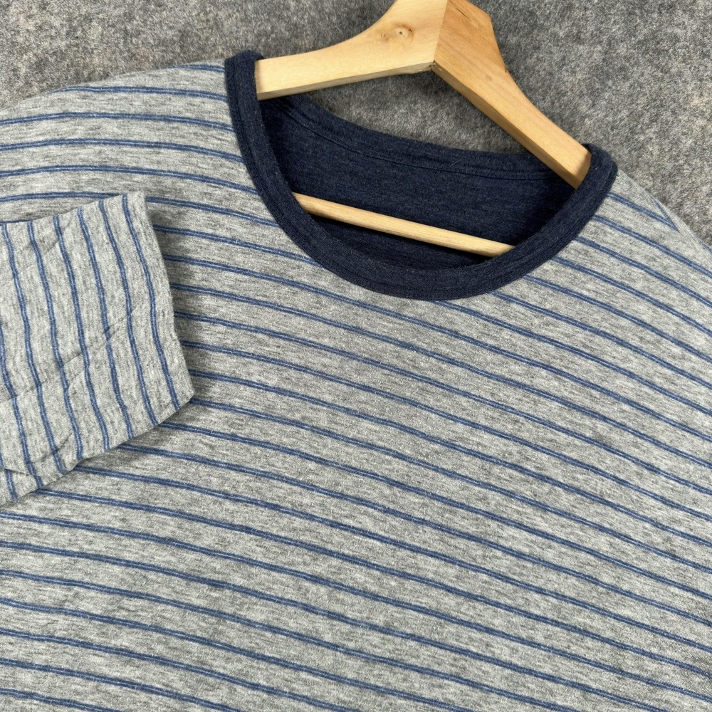 Faherty Reversible Shirt Mens Large Blue Gray Long Sleeve Striped Cloud Cotton